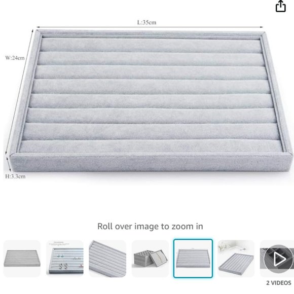 7 Slots Velvet Jewelry Display Tray Ring Earrings Organizer Trays | stackable - Picture 4 of 9